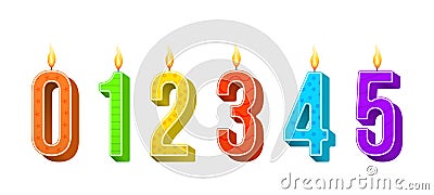 Candles birthday numbers. Vector Illustration